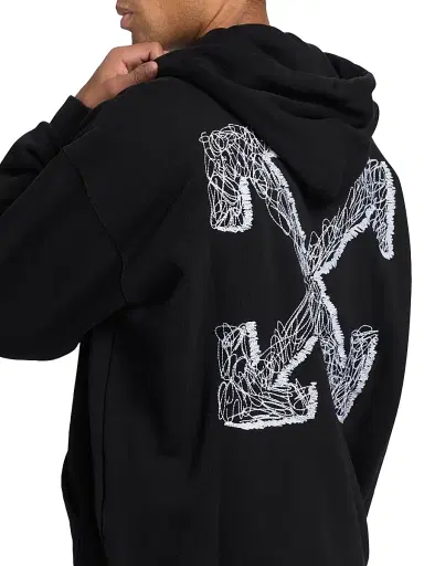 Off-White Men's Scribble Arr Skate Logo Cotton Hoodie - Black White | Thumbnail 6 Off-White Men's Scribble Arr Skate Logo Cotton Hoodie - Black White | Thumbnail 6
