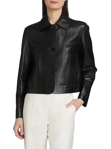 Arma Women's Emy Leather Crop Jacket - Black | Thumbnail 3 Arma Women's Emy Leather Crop Jacket - Black | Thumbnail 3