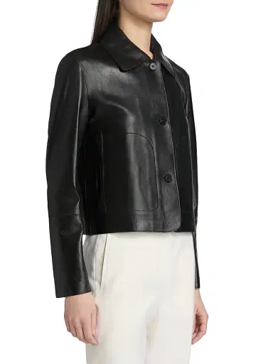 Arma Women's Emy Leather Crop Jacket - Black | Thumbnail 4 Arma Women's Emy Leather Crop Jacket - Black | Thumbnail 4