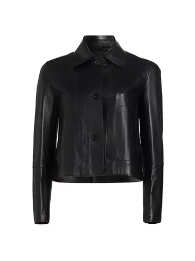Arma Women's Emy Leather Crop Jacket - Black | Thumbnail 1 Arma Women's Emy Leather Crop Jacket - Black | Thumbnail 1