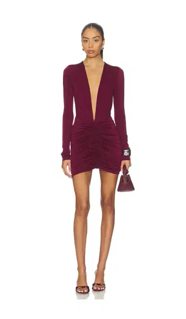 The Andamane Zelda Mini Deep Vneck Mini Dress | Thumbnail 1 The Andamane Zelda Mini Deep Vneck Mini Dress | Thumbnail 1