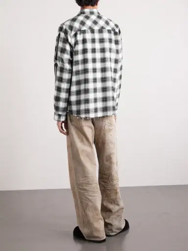 AMIRI Bones Appliquéd Frayed Checked Cotton-Flannel Overshirt - Men | Thumbnail 4 AMIRI Bones Appliquéd Frayed Checked Cotton-Flannel Overshirt - Men | Thumbnail 4