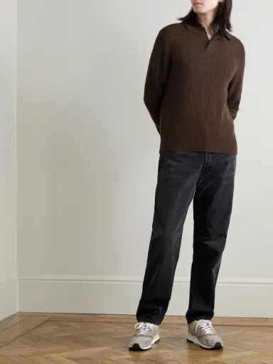 Polo Ralph Lauren Logo-Embroidered Waffle-Knit Wool and Cotton-Blend Polo Sweater - Men | Thumbnail 2 Polo Ralph Lauren Logo-Embroidered Waffle-Knit Wool and Cotton-Blend Polo Sweater - Men | Thumbnail 2