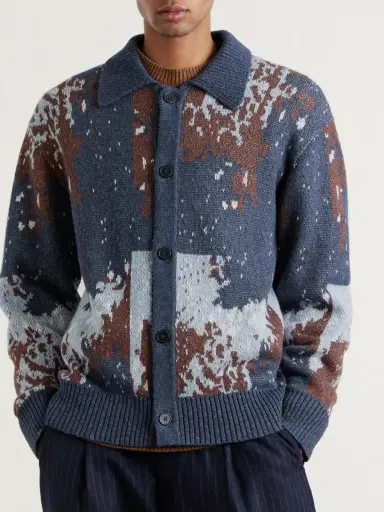 OFFICINE GÉNÉRALE Terry Jacquard-Knit Cardigan - Men | Thumbnail 3 OFFICINE GÉNÉRALE Terry Jacquard-Knit Cardigan - Men | Thumbnail 3