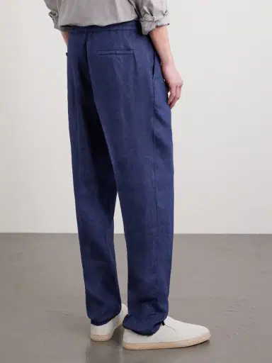 Brunello Cucinelli Tapered Pleated Linen-Twill Drawstring Trousers - Men | Thumbnail 4 Brunello Cucinelli Tapered Pleated Linen-Twill Drawstring Trousers - Men | Thumbnail 4