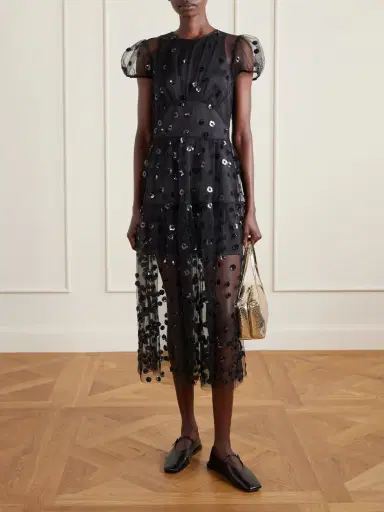 Cecilie Bahnsen Cbnanna Sequin-embellished Polka-dot Tulle Midi Dress | Thumbnail 2 Cecilie Bahnsen Cbnanna Sequin-embellished Polka-dot Tulle Midi Dress | Thumbnail 2