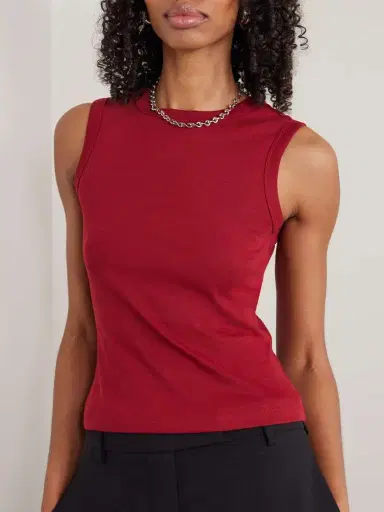 FLORE FLORE Esmé Ribbed Organic Cotton-jersey Tank | Thumbnail 3 FLORE FLORE Esmé Ribbed Organic Cotton-jersey Tank | Thumbnail 3