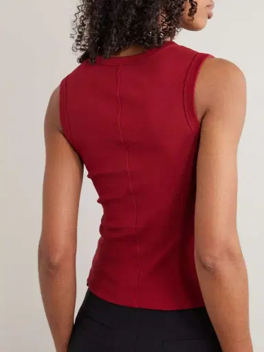 FLORE FLORE Esmé Ribbed Organic Cotton-jersey Tank | Thumbnail 4 FLORE FLORE Esmé Ribbed Organic Cotton-jersey Tank | Thumbnail 4