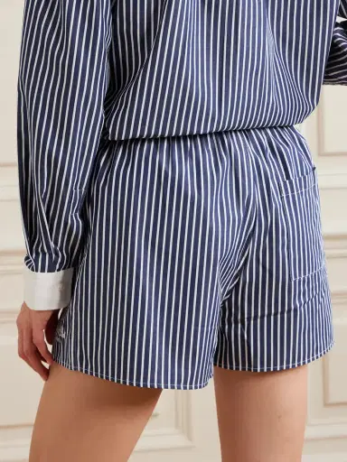 Sporty & Rich Vendome Mini Boxer Embroidered Striped Cotton Shorts | Thumbnail 3 Sporty & Rich Vendome Mini Boxer Embroidered Striped Cotton Shorts | Thumbnail 3
