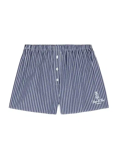 Sporty & Rich Vendome Mini Boxer Embroidered Striped Cotton Shorts | Thumbnail 1 Sporty & Rich Vendome Mini Boxer Embroidered Striped Cotton Shorts | Thumbnail 1