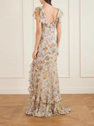 Etro Ruffled Floral-print Silk-blend Midi Dress | Thumbnail 3 Etro Ruffled Floral-print Silk-blend Midi Dress | Thumbnail 3