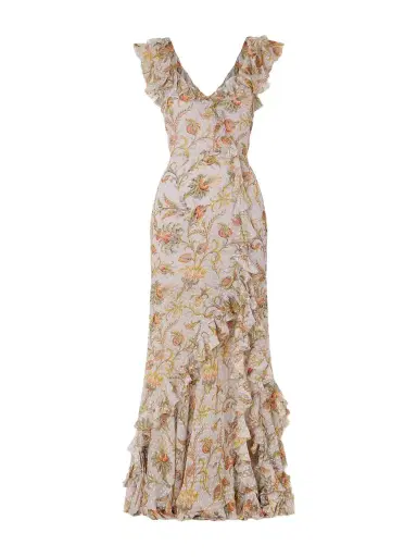 Etro Ruffled Floral-print Silk-blend Midi Dress | Thumbnail 1 Etro Ruffled Floral-print Silk-blend Midi Dress | Thumbnail 1