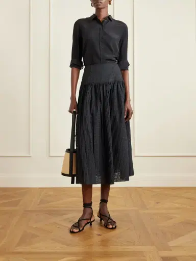 Ulla Johnson Nalla Pleated Perforated Cotton Midi Skirt | Thumbnail 2 Ulla Johnson Nalla Pleated Perforated Cotton Midi Skirt | Thumbnail 2
