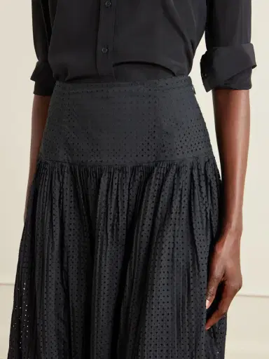 Ulla Johnson Nalla Pleated Perforated Cotton Midi Skirt | Thumbnail 5 Ulla Johnson Nalla Pleated Perforated Cotton Midi Skirt | Thumbnail 5