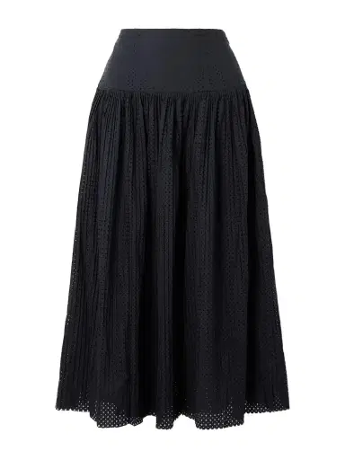 Ulla Johnson Nalla Pleated Perforated Cotton Midi Skirt | Thumbnail 1 Ulla Johnson Nalla Pleated Perforated Cotton Midi Skirt | Thumbnail 1