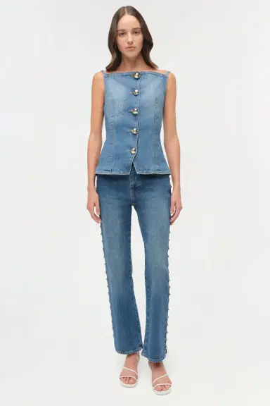 Simkhai Amelia Studded Denim High Rise | Thumbnail 2 Simkhai Amelia Studded Denim High Rise | Thumbnail 2
