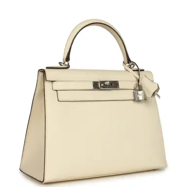 HERMÈS Pre-owned Hermes Kelly Sellier 28 Nata Epsom Palladium Hardware | Thumbnail 2 HERMÈS Pre-owned Hermes Kelly Sellier 28 Nata Epsom Palladium Hardware | Thumbnail 2