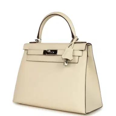 HERMÈS Pre-owned Hermes Kelly Sellier 28 Nata Epsom Palladium Hardware | Thumbnail 5 HERMÈS Pre-owned Hermes Kelly Sellier 28 Nata Epsom Palladium Hardware | Thumbnail 5