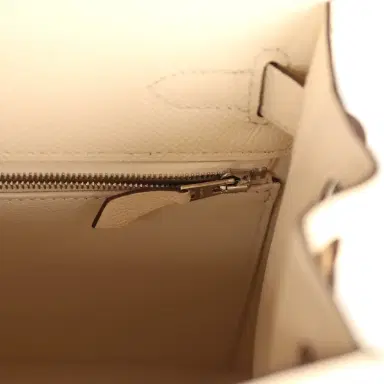 HERMÈS Pre-owned Hermes Kelly Sellier 28 Nata Epsom Palladium Hardware | Thumbnail 9 HERMÈS Pre-owned Hermes Kelly Sellier 28 Nata Epsom Palladium Hardware | Thumbnail 9