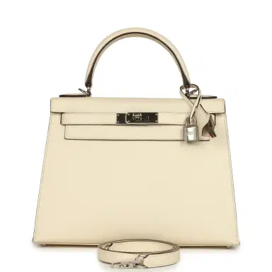 HERMÈS Pre-owned Hermes Kelly Sellier 28 Nata Epsom Palladium Hardware | Thumbnail 1 HERMÈS Pre-owned Hermes Kelly Sellier 28 Nata Epsom Palladium Hardware | Thumbnail 1