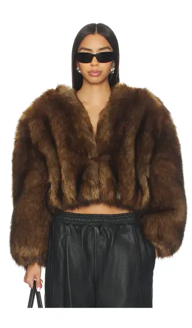Alexander Wang Faux Fur Cropped Jacket | Thumbnail 1 Alexander Wang Faux Fur Cropped Jacket | Thumbnail 1