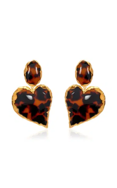 Oscar de la Renta Heart Tortoise Stone Earrings | Thumbnail 5 Oscar de la Renta Heart Tortoise Stone Earrings | Thumbnail 5