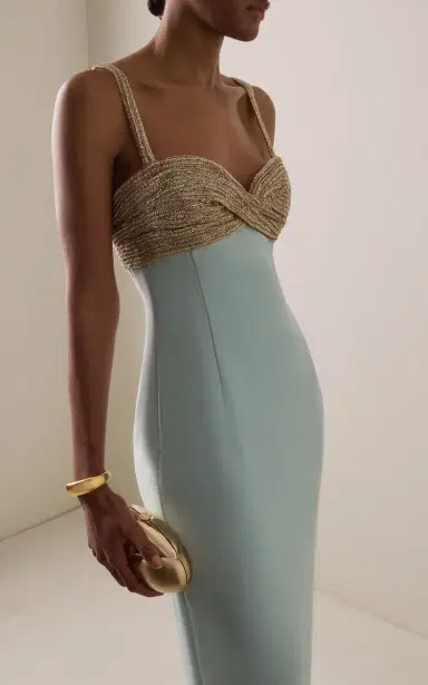 Oscar de la Renta Bugle-Embroidered Wool-Blend Gown | Thumbnail 3 Oscar de la Renta Bugle-Embroidered Wool-Blend Gown | Thumbnail 3