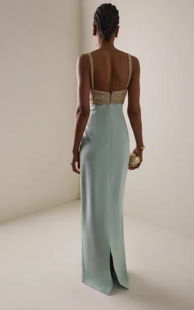 Oscar de la Renta Bugle-Embroidered Wool-Blend Gown | Thumbnail 4 Oscar de la Renta Bugle-Embroidered Wool-Blend Gown | Thumbnail 4