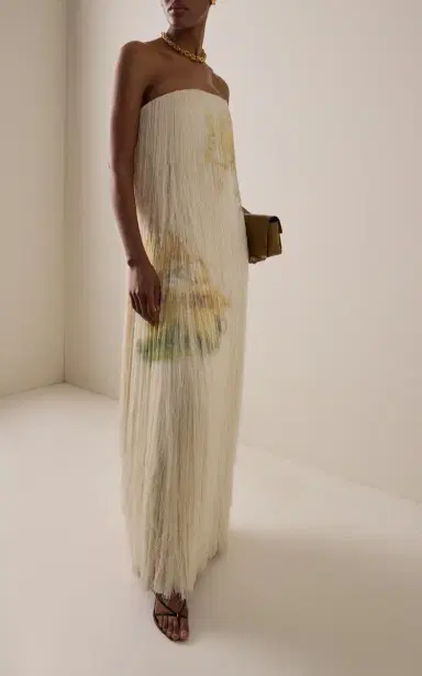 Oscar de la Renta Strapless Fringed Gown | Thumbnail 2 Oscar de la Renta Strapless Fringed Gown | Thumbnail 2