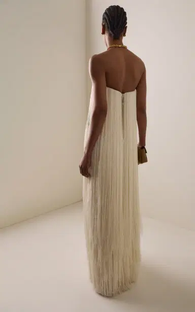 Oscar de la Renta Strapless Fringed Gown | Thumbnail 4 Oscar de la Renta Strapless Fringed Gown | Thumbnail 4