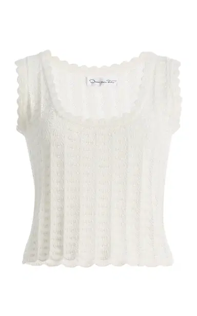 Oscar de la Renta Pointelle-Knit Cotton-Silk Tank Top | Thumbnail 6 Oscar de la Renta Pointelle-Knit Cotton-Silk Tank Top | Thumbnail 6