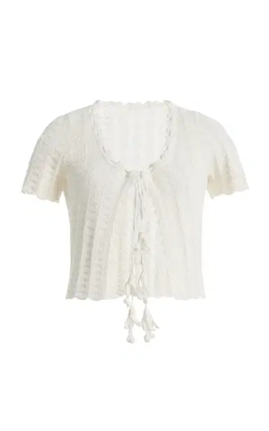 Oscar de la Renta Pointelle-Knit Cotton-Silk Cardigan | Thumbnail 2 Oscar de la Renta Pointelle-Knit Cotton-Silk Cardigan | Thumbnail 2