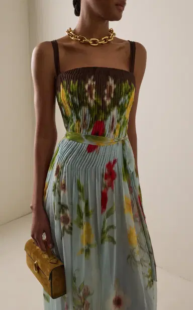 Oscar de la Renta Floral Silk-Chiffon Gown | Thumbnail 2 Oscar de la Renta Floral Silk-Chiffon Gown | Thumbnail 2