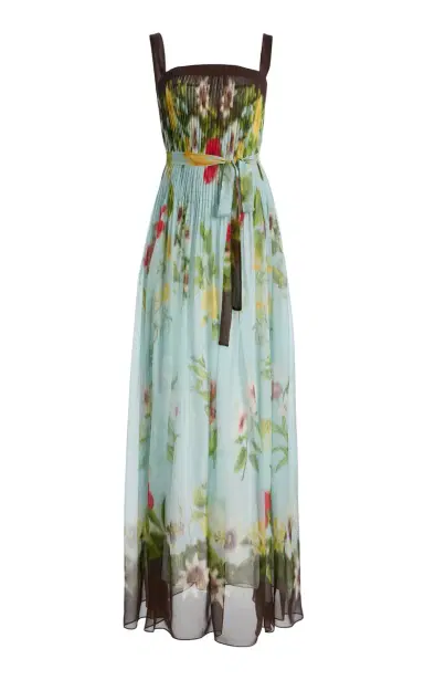 Oscar de la Renta Floral Silk-Chiffon Gown | Thumbnail 1 Oscar de la Renta Floral Silk-Chiffon Gown | Thumbnail 1