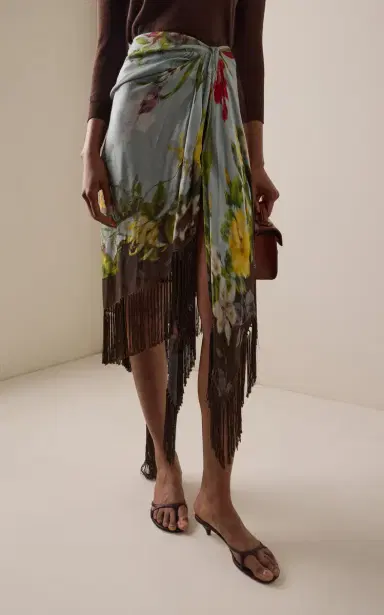 Oscar de la Renta Fringed Metallic Midi Skirt | Thumbnail 5 Oscar de la Renta Fringed Metallic Midi Skirt | Thumbnail 5