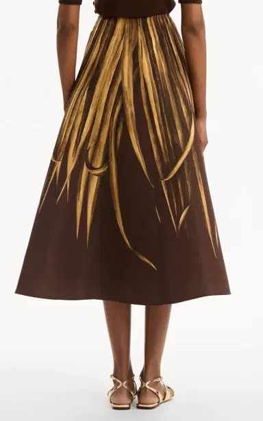Oscar de la Renta Palm-Printed Faille Midi Skirt | Thumbnail 6 Oscar de la Renta Palm-Printed Faille Midi Skirt | Thumbnail 6