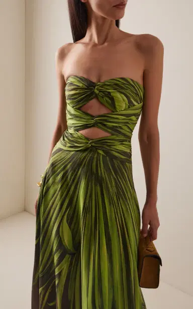 Oscar de la Renta Strapless Cutout Cotton-Silk Maxi Dress | Thumbnail 3 Oscar de la Renta Strapless Cutout Cotton-Silk Maxi Dress | Thumbnail 3