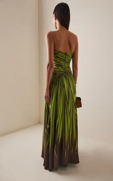 Oscar de la Renta Strapless Cutout Cotton-Silk Maxi Dress | Thumbnail 4 Oscar de la Renta Strapless Cutout Cotton-Silk Maxi Dress | Thumbnail 4