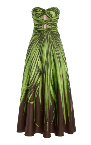 Oscar de la Renta Strapless Cutout Cotton-Silk Maxi Dress | Thumbnail 1 Oscar de la Renta Strapless Cutout Cotton-Silk Maxi Dress | Thumbnail 1
