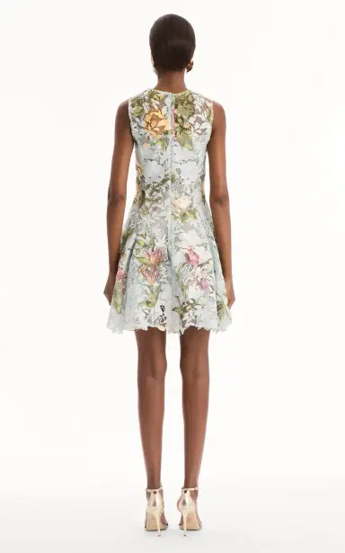 Oscar de la Renta Floral-Printed Lace Mini Dress | Thumbnail 4 Oscar de la Renta Floral-Printed Lace Mini Dress | Thumbnail 4