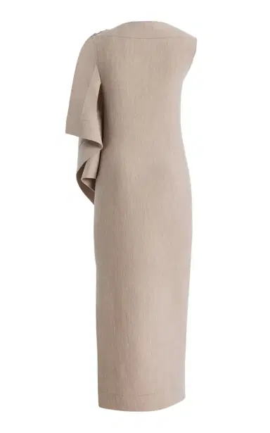 Oscar de la Renta Draped Virgin Wool Midi Dress | Thumbnail 5 Oscar de la Renta Draped Virgin Wool Midi Dress | Thumbnail 5
