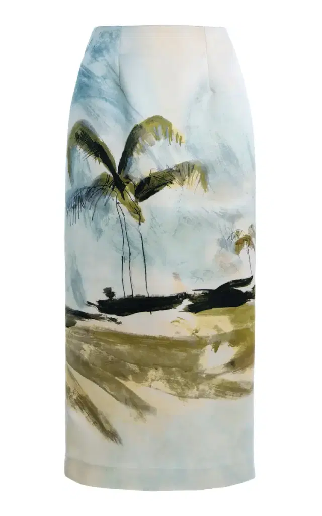 Printed Satin Midi Pencil Skirt Printed Satin Midi Pencil Skirt
