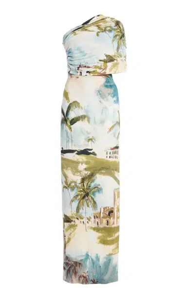 Oscar de la Renta One-Shoulder Draped Maxi Dress | Thumbnail 2 Oscar de la Renta One-Shoulder Draped Maxi Dress | Thumbnail 2