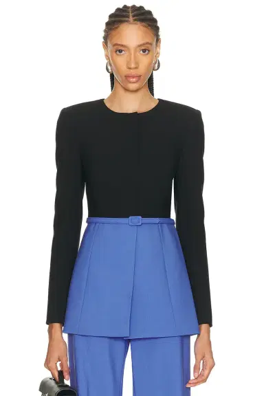 Carolina Herrera Belted Crewneck Jacket | Thumbnail 1 Carolina Herrera Belted Crewneck Jacket | Thumbnail 1