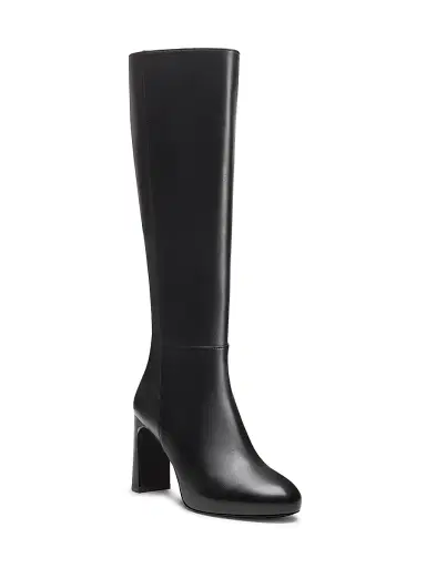 Stuart Weitzman Women's Babette 0MM Platform Zip Leather Knee Boots - Black | Thumbnail 2 Stuart Weitzman Women's Babette 0MM Platform Zip Leather Knee Boots - Black | Thumbnail 2