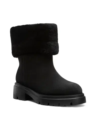 Stuart Weitzman Women's Hudson 50MM Shearling Booties - Black | Thumbnail 2 Stuart Weitzman Women's Hudson 50MM Shearling Booties - Black | Thumbnail 2