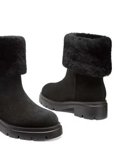 Stuart Weitzman Women's Hudson 50MM Shearling Booties - Black | Thumbnail 4 Stuart Weitzman Women's Hudson 50MM Shearling Booties - Black | Thumbnail 4