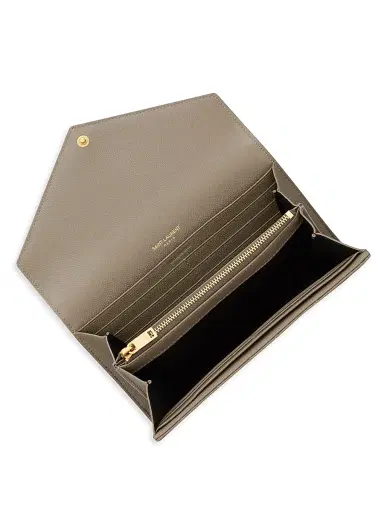 Saint Laurent Women's Cassandre Flap Wallet in Grain De Poudre Leather - Light Taupe | Thumbnail 4 Saint Laurent Women's Cassandre Flap Wallet in Grain De Poudre Leather - Light Taupe | Thumbnail 4