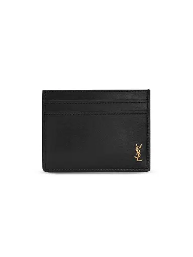 Saint Laurent Men's Tiny Cassandre Credit Card Case in Shiny Leather | Thumbnail 1 Saint Laurent Men's Tiny Cassandre Credit Card Case in Shiny Leather | Thumbnail 1