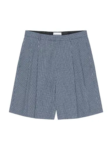 Givenchy Men's Double Pleat Checked Bermuda Shorts in Cotton - Blue | Thumbnail 1 Givenchy Men's Double Pleat Checked Bermuda Shorts in Cotton - Blue | Thumbnail 1